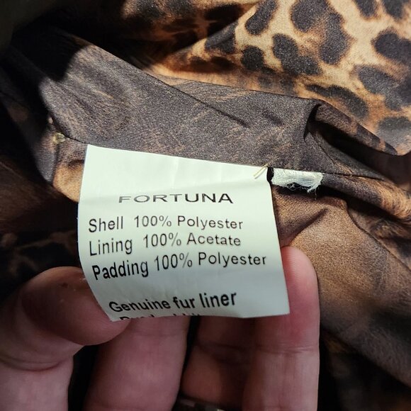 Fortuna Womens Large Hooded Jacket with Removable Fur Lining and Rex Rabbit Trim - Picture 10 of 12